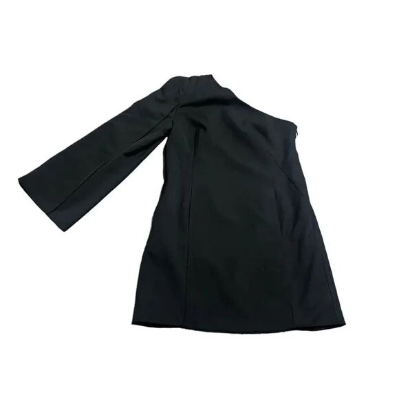KAUFMAN FRANCO Onyx black One Sleeve mini Dress with front pockets $1195 sz 6 - Picture 5 of 9